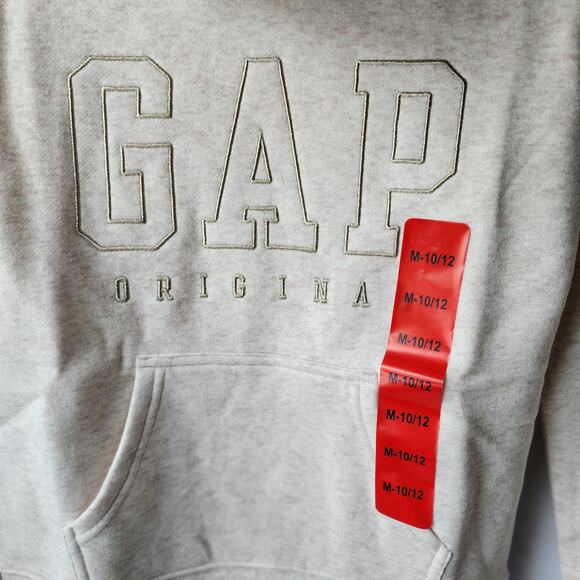 GAP Youth Fleece Beige Hoodie Unisex Y2K Cozycore Medium New With Tags - Picture 3 of 11